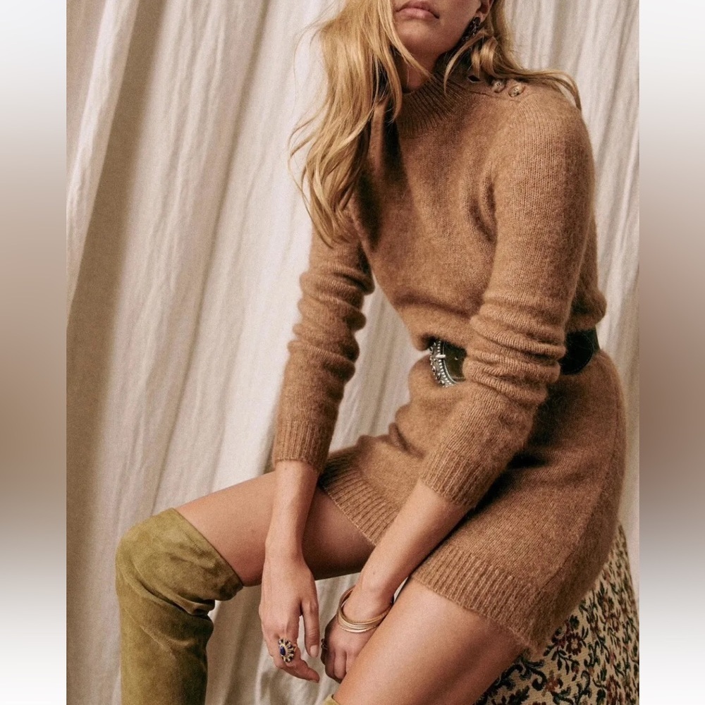 Like New- Sezane Polly Sweater Dress - Camel - Large